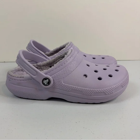 Crocs Classic Faux Fur Lined Clogs Lavender purple Mens size 7 Womens 9 slippers - Picture 3 of 9